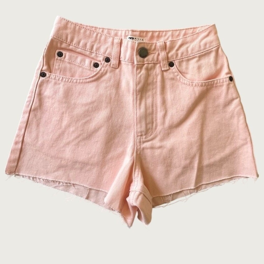 Billabong High Tide Denim Short Cutoff Raw Hem High Rise Size 24 Dusty Peach NWT